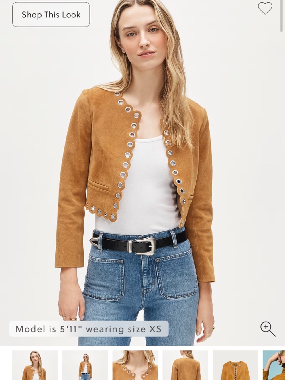 Jcrew NWT Collection cropped grommet lady jacket in suede camel color